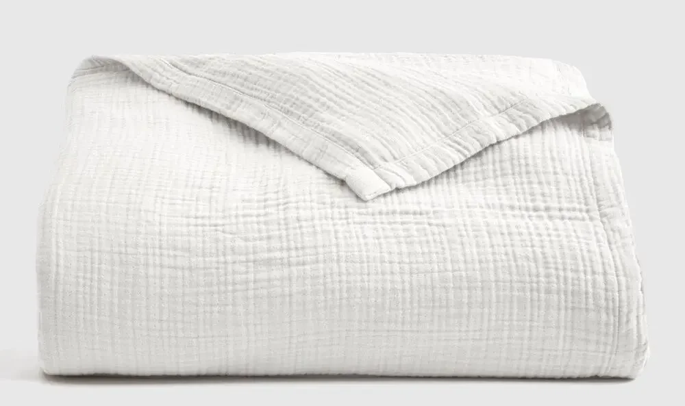 Quince Organic Airy Cotton Gauze Blanket White Full Queen NWT 100% Cotton